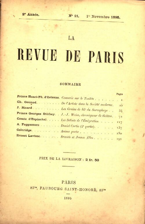 Livrenpoche : La revue de Paris 2e année n°21 - Collectif - Livre