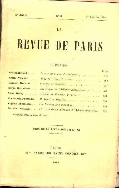 Livrenpoche : La revue de Paris 19e année n°3 - Collectif - Livre
