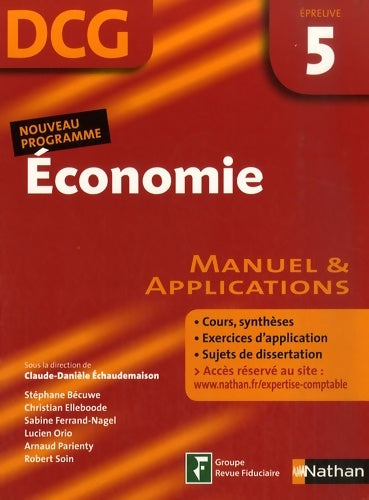 Livrenpoche : économie épreuve 5 - DCG - manuel et applications - Claude-Danièle Echaudemaison - Livre