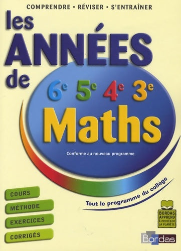 Livrenpoche : Les années de collège - maths (ancienne edition) - Géraud Chaumeil - Livre
