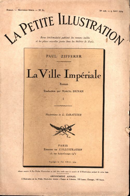 Livrenpoche : La petite illustration n°206 Roman n°81 : La ville impériale Tome I - Collectif - Livre