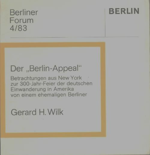 Livrenpoche : Der Berlin appeal - Gerard H. Wilk - Livre