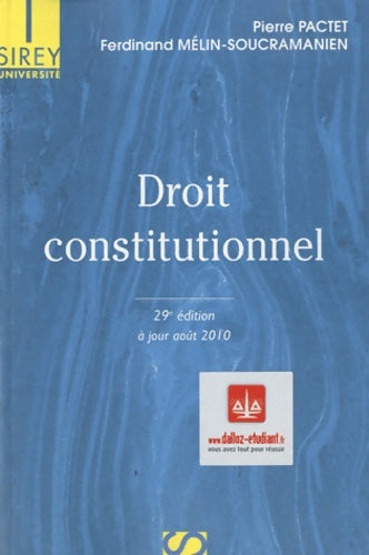 Livrenpoche : Droit constitutionnel - Pierre Pactet - Livre