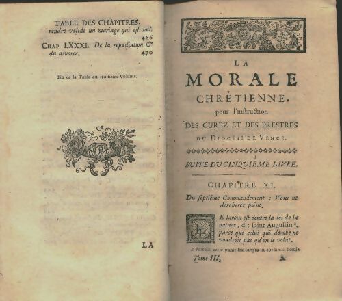 Livrenpoche : La morale chrétienne pour l'instruction des curez et des prestres du diocèse de Vence Tome III - Collectif - Livre