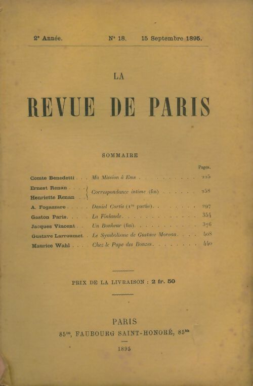 Livrenpoche : La revue de Paris 2e année n°18 - Collectif - Livre