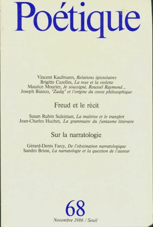 Livrenpoche : Poétique numéro 68 - Collectif - Livre