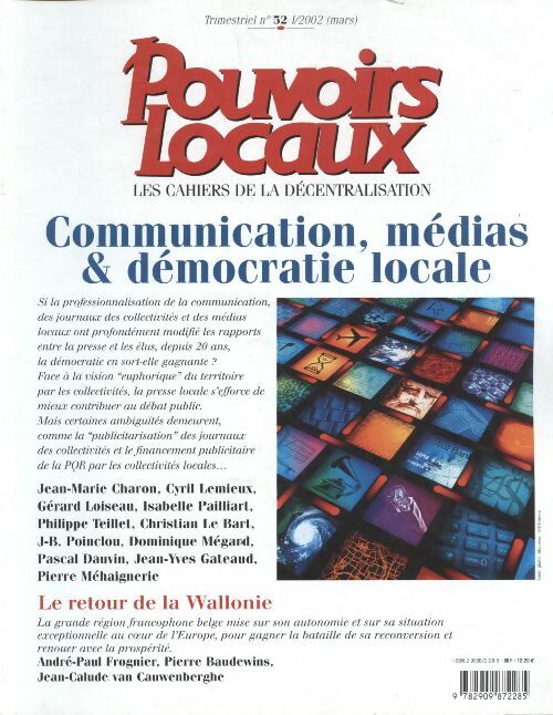 Livrenpoche : Pouvoirs locaux n°52 : communication, médias & démocratie locale - Collectif - Livre