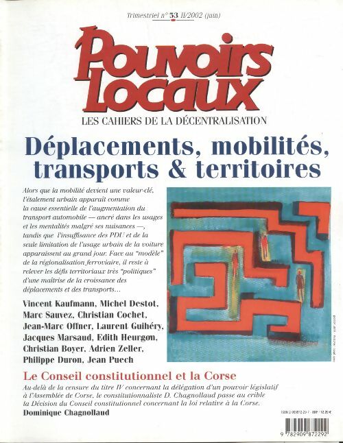 Livrenpoche : Pouvoirs locaux n°53 : déplacements, mobilités, transports & territoires - Collectif - Livre