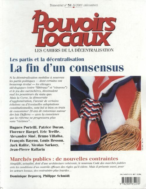 Livrenpoche : Pouvoirs locaux n°51 : les partis et la décentralisation, la fin d'un consensus - Collectif - Livre