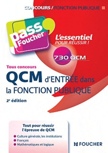 QCM d'entrée dans la fonction publique - François Chevalier -  Pass'Foucher - Livre