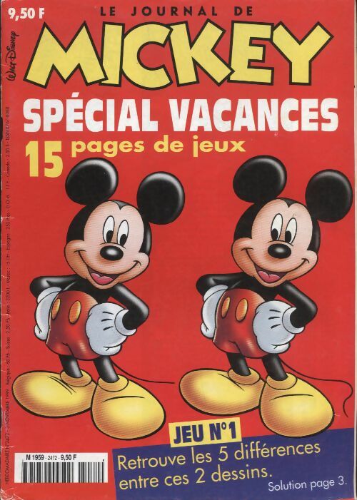 Livrenpoche : Le journal de Mickey n°2472 : Spécial vacances - Collectif - Livre