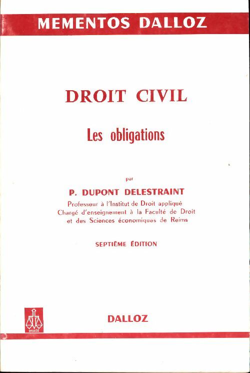 Livrenpoche : Droit Civil : Les obligations - Pierre Dupont Delestraint - Livre
