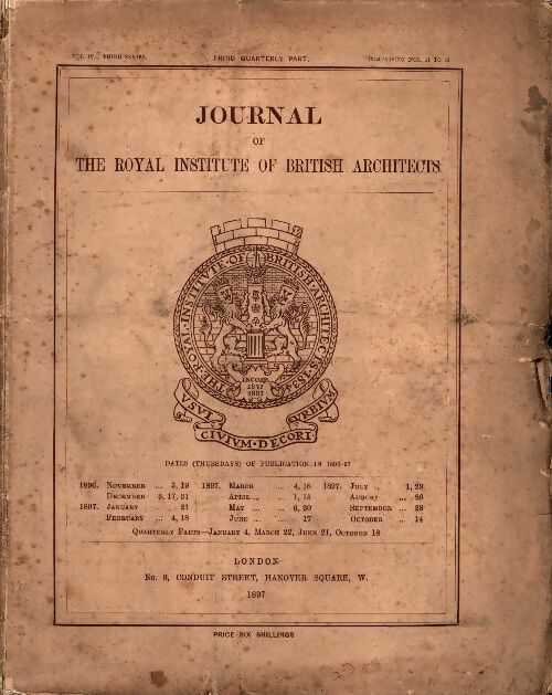 Livrenpoche : Journal of the institute of British architects Vol IV 3/4 1897 - Collectif - Livre
