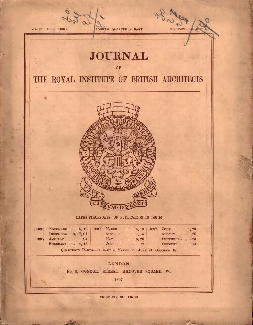 Journal of the institute of British architects Vol IV 4/4 1897 - Collectif -  Journal of the institute of British architects - Livre