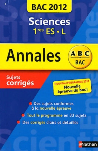 Livrenpoche : Sciences 1ères ES, L 2012 - Annaïg Anquetil - Livre