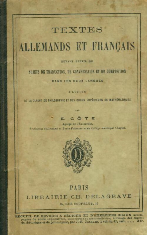 Livrenpoche : Textes allemands et français - E Côte - Livre