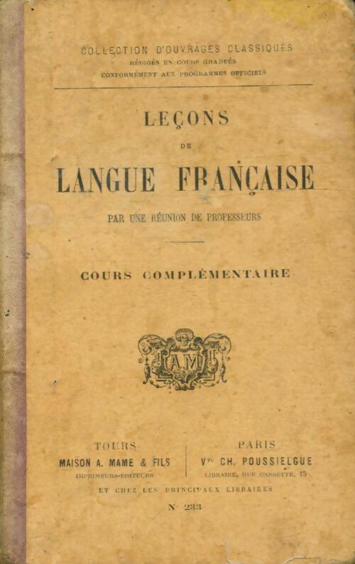 Livrenpoche : Leçons de langue française : Cours complémentaire - Collectif - Livre