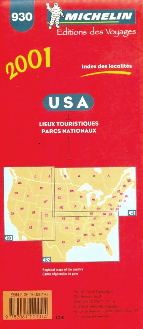 Livrenpoche : Carte routière : U. S. A. 930 1/3450000 - Carte Michelin - Livre