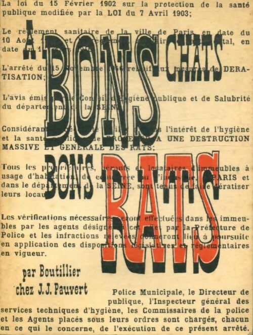 Livrenpoche : A bons chats bons rats - Boutillier - Livre