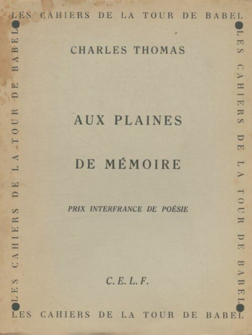 Livrenpoche : Aux plaines de mémoire - Charles Thomas - Livre