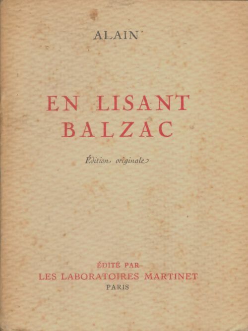En lisant Balzac - Alain - Livre