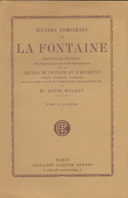 Livrenpoche : Oeuvres complètes Tome IV - Jean De La Fontaine - Livre