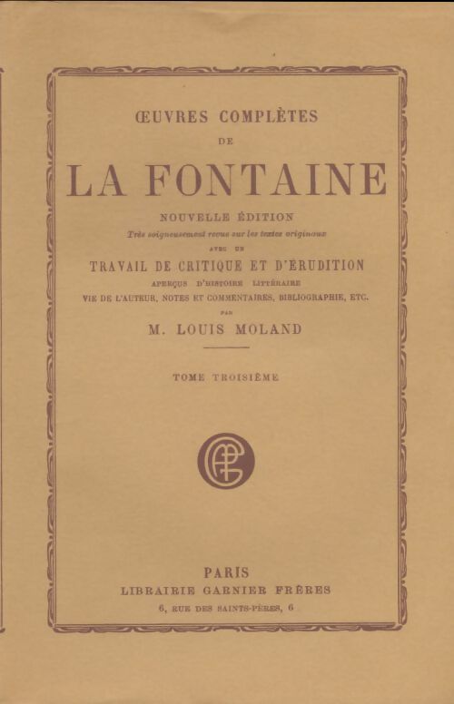 Livrenpoche : Oeuvres complètes Tome III - Jean De La Fontaine - Livre
