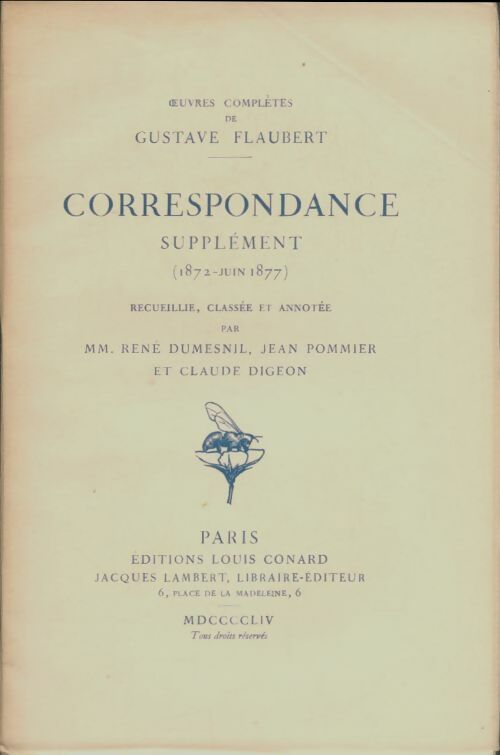Livrenpoche : Correspondance supplement : 1872-juin 1877 - Gustave Flaubert - Livre