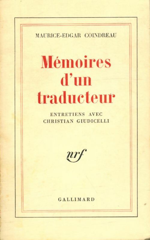 Livrenpoche : Mémoires d'un traducteur - Maurice-Edgar Coindreau - Livre