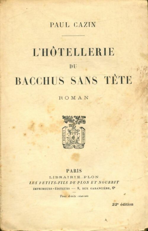 Livrenpoche : L'hôtellerie du Bacchus sans tête - Paul Cazin - Livre
