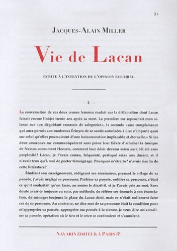 Livrenpoche : Vie de lacan - Jacques-Alain Miller - Livre