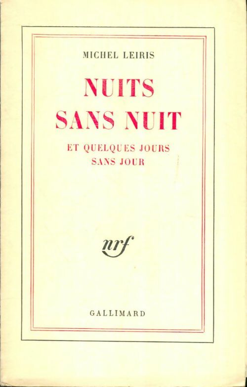 Livrenpoche : Nuits sans nuit - Michel Leiris - Livre