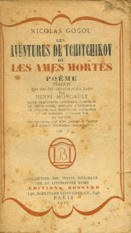 Livrenpoche : Les aventures de Tchitchikov ou les âmes mortes - Nicolas Gogol - Livre