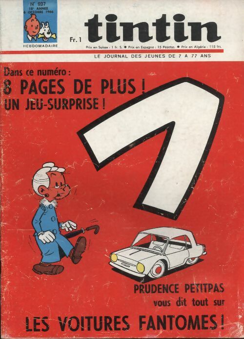 Livrenpoche : Tintin n°937 : Prudence Petitpas vous dit tout sur les voitures fantômes ! - Collectif - Livre