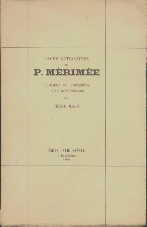 Livrenpoche : Pages retrouvées  - Prosper Mérimée - Livre