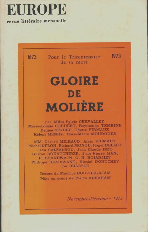 Livrenpoche : Europe n°523-524 : Gloire de Molière - Collectif - Livre