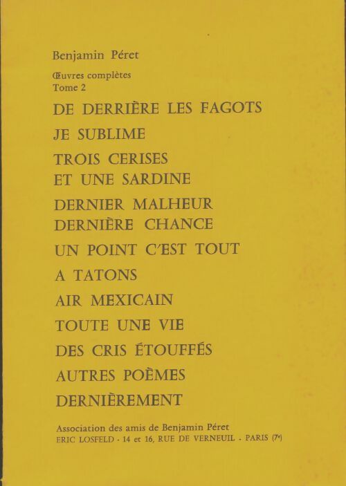 Livrenpoche : Oeuvres complètes Tome II - Benjamin Péret - Livre