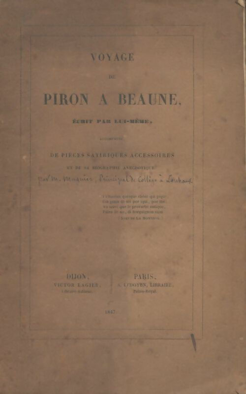 Livrenpoche : Voyage de Piron à Beaune - Piron - Livre