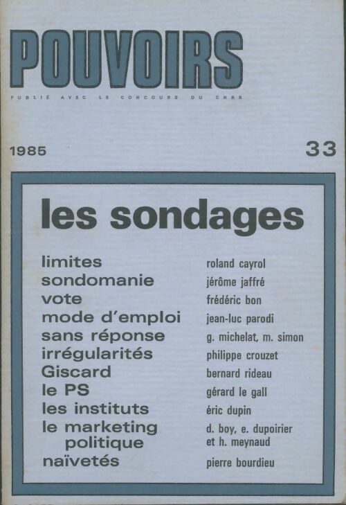 Livrenpoche : Pouvoirs n°33 : Les sondages - Collectif - Livre