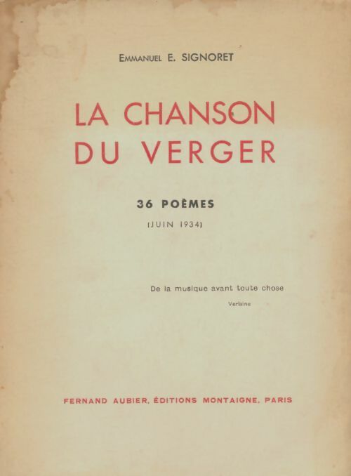 Livrenpoche : La chanson du verger - Emmanuel Signoret - Livre