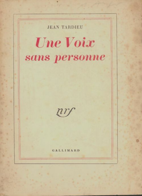 Une voix sans personne - Jean Tardieu - Livre
