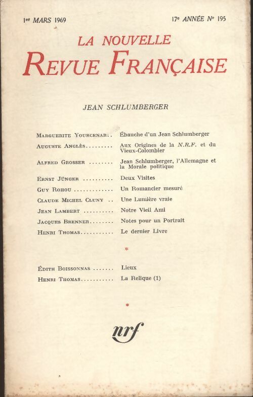 Livrenpoche : La nouvelle revue Française n°195 - Collectif - Livre