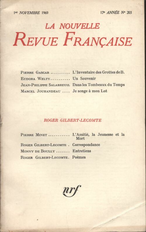 Livrenpoche : La nouvelle revue Française n°203 - Collectif - Livre