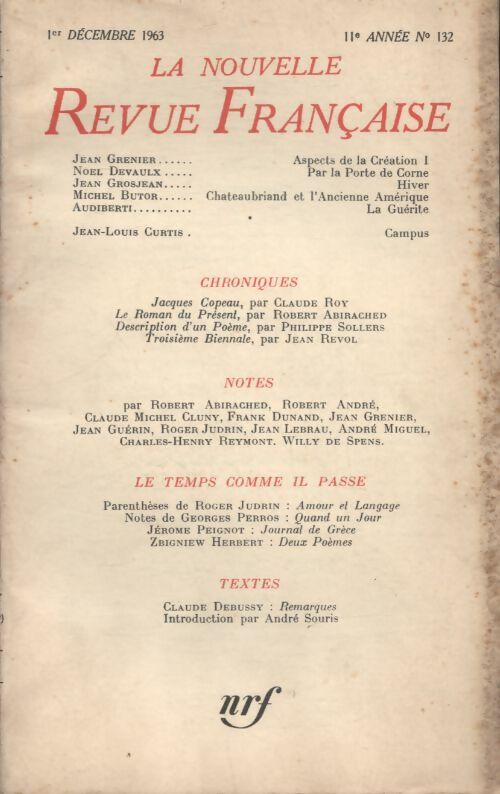 Livrenpoche : La nouvelle revue Française n°132 - Collectif - Livre