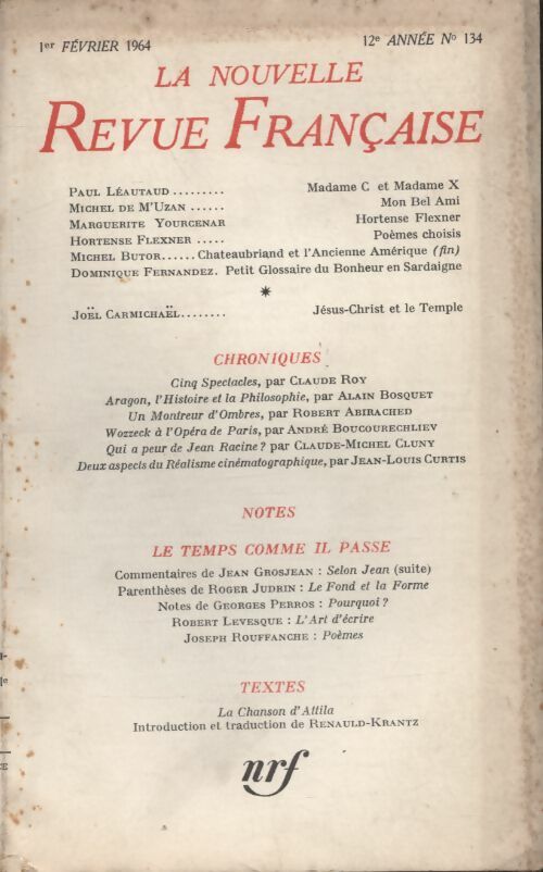 Livrenpoche : La nouvelle revue Française n°134 - Collectif - Livre