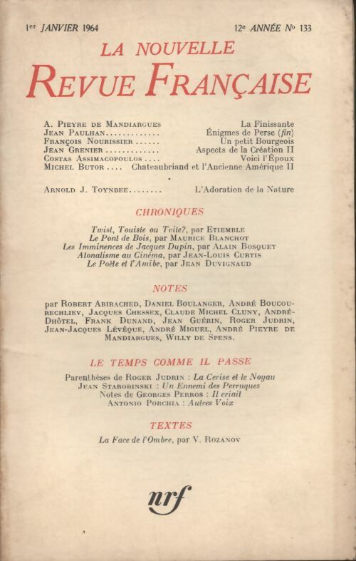 Livrenpoche : La nouvelle revue Française n°133 - Collectif - Livre