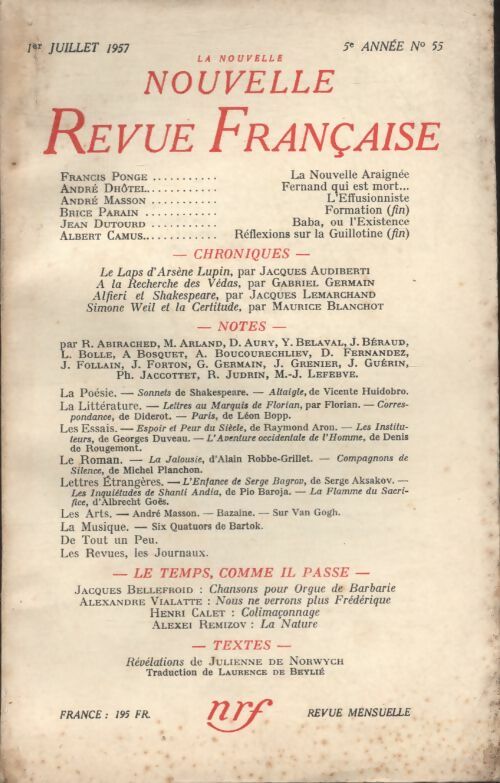 Livrenpoche : La nouvelle revue Française n°55 - Collectif - Livre