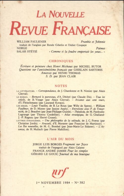 Livrenpoche : La nouvelle revue Française n°382 - Collectif - Livre