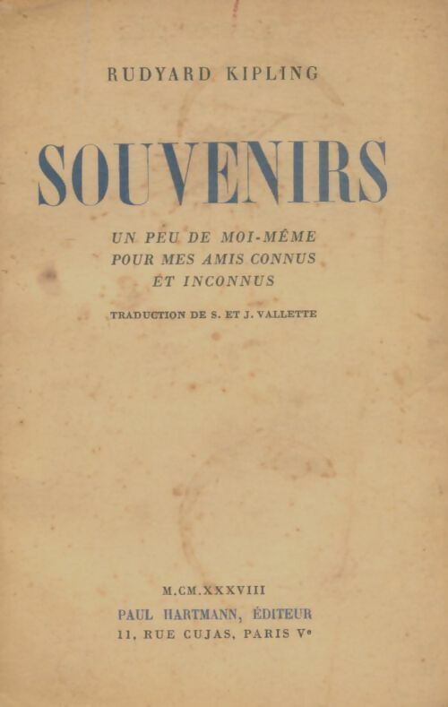Livrenpoche : Souvenirs - Rudyard Kipling - Livre