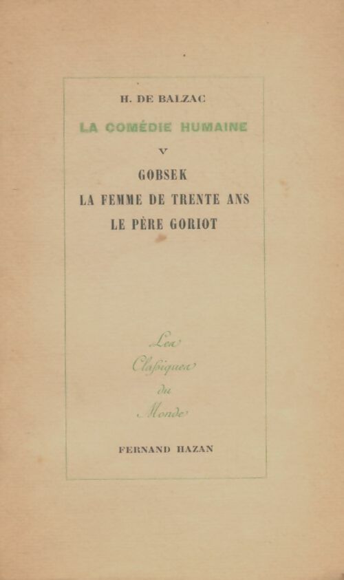 Livrenpoche : La comédie humaine Tome V  - Honoré De Balzac - Livre